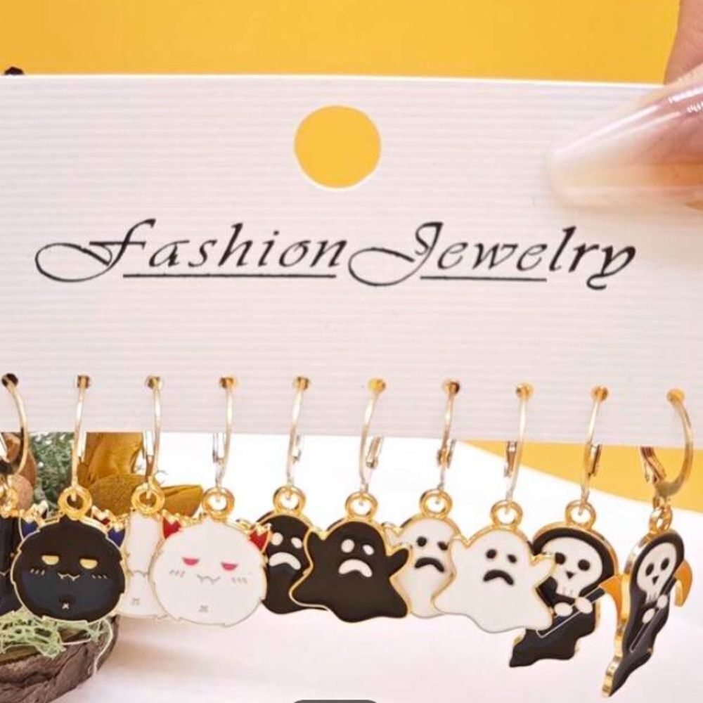 3for$20 10pcs Halloween Themed Alloy Earrings, 5 pairs